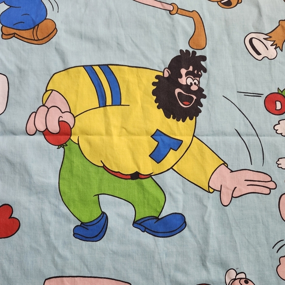 Vintage " Popeye The Sailor Man" Twin Flat Bed Sheet Fabric - Picture 6 of 11